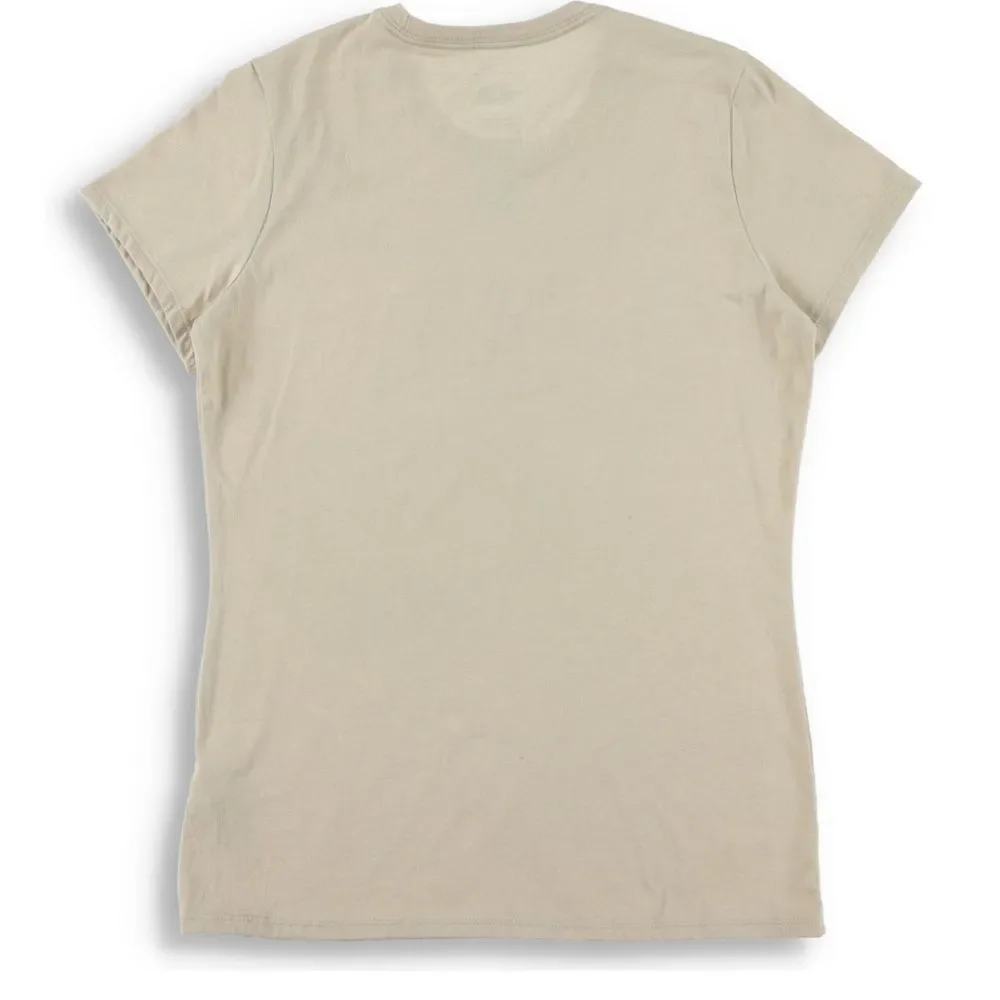 The North Face Women's Light Tan Tee with Pink Logo - Picture 3 of 8